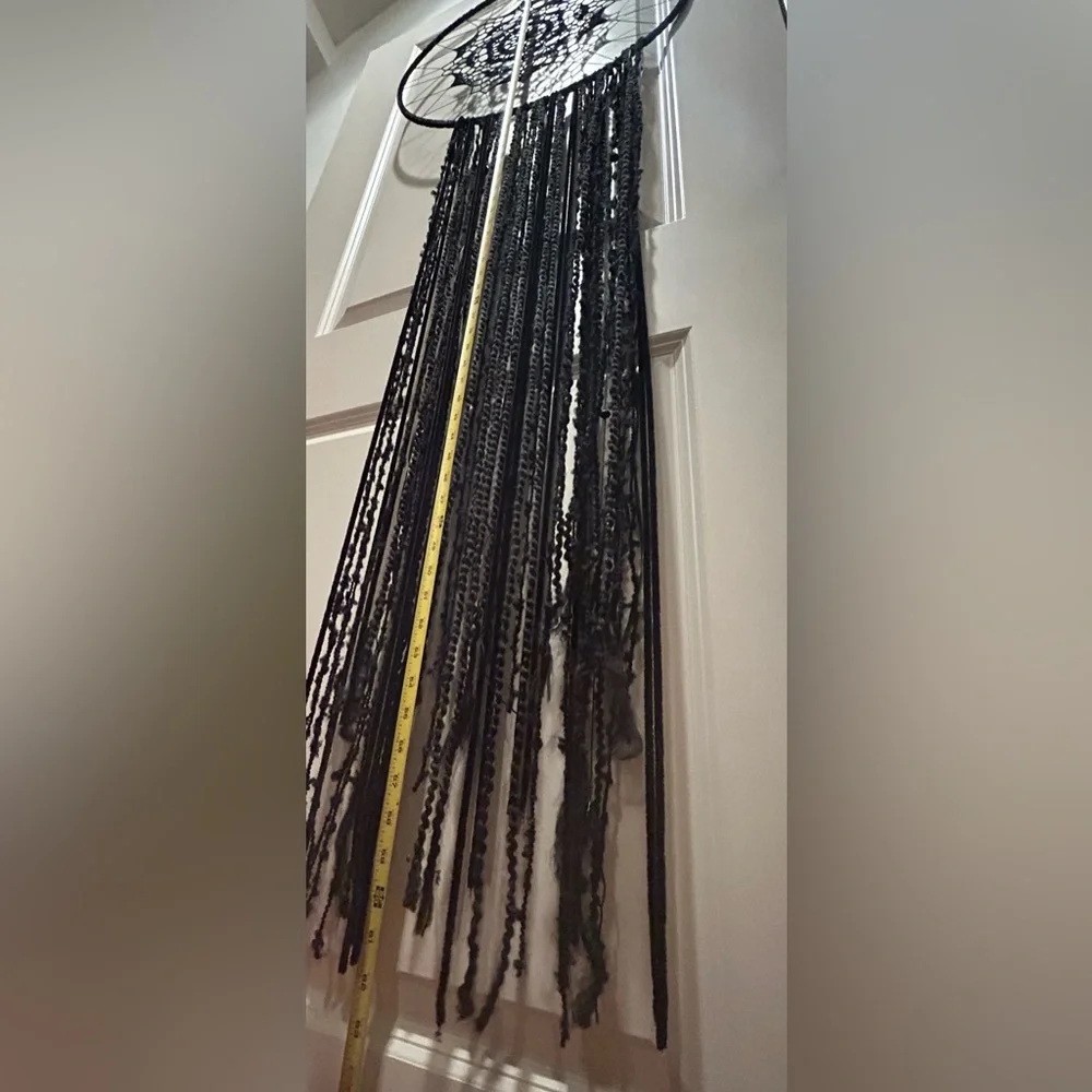 Black Crochet Dreamcatcher Handmade 5 foot / 19